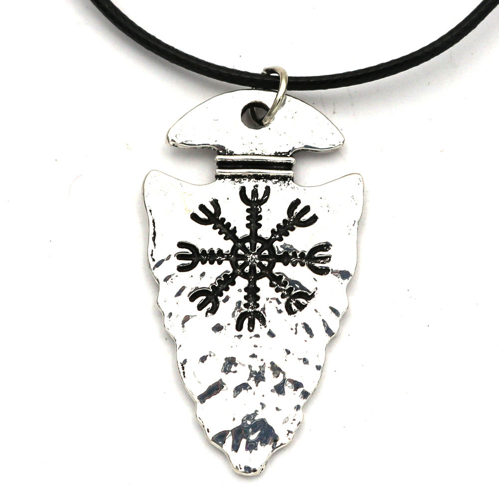 Viking Compass Vegvisir Metal Necklace for Wholesale - Men's Triangle Pendant