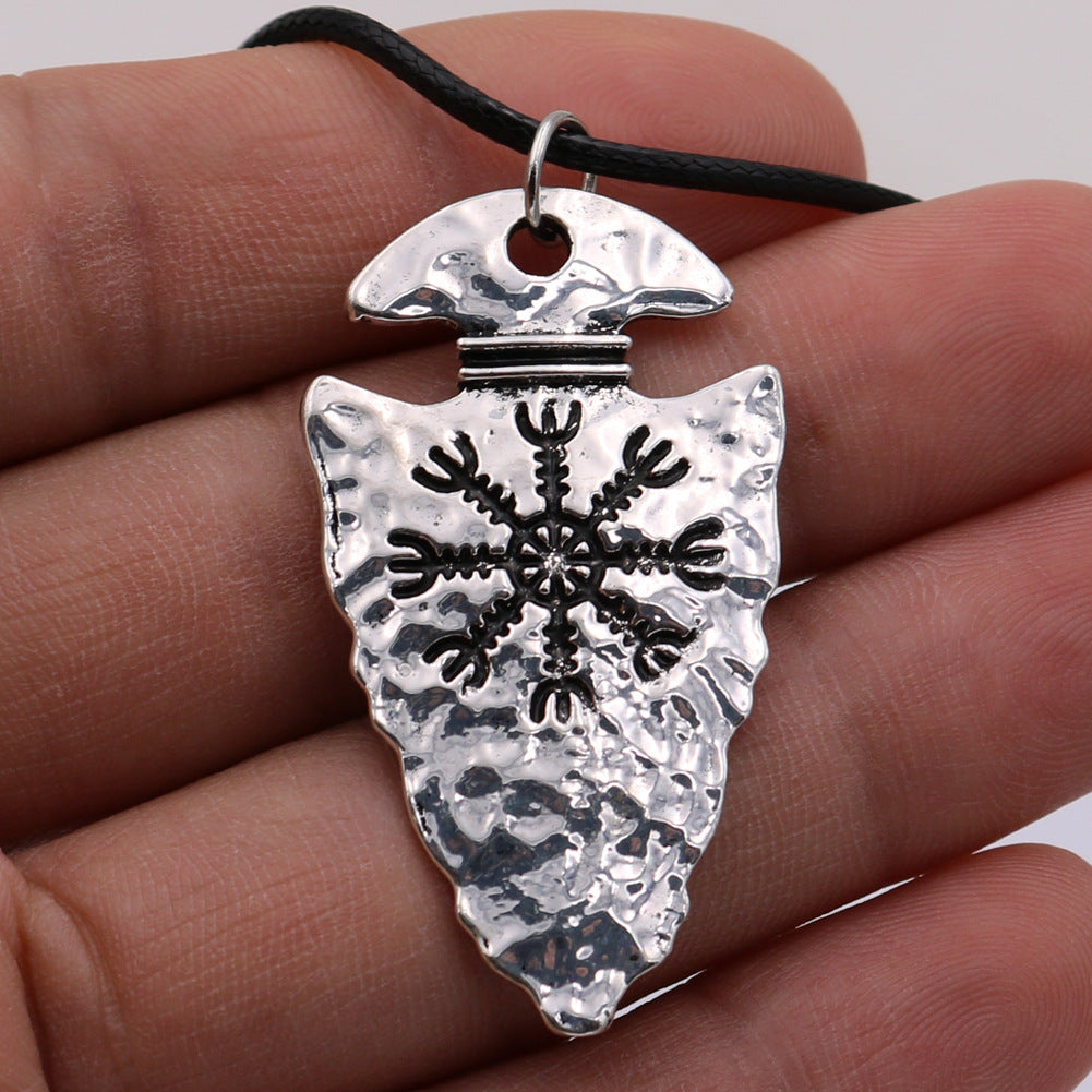 Viking Compass Vegvisir Metal Necklace for Wholesale - Men's Triangle Pendant