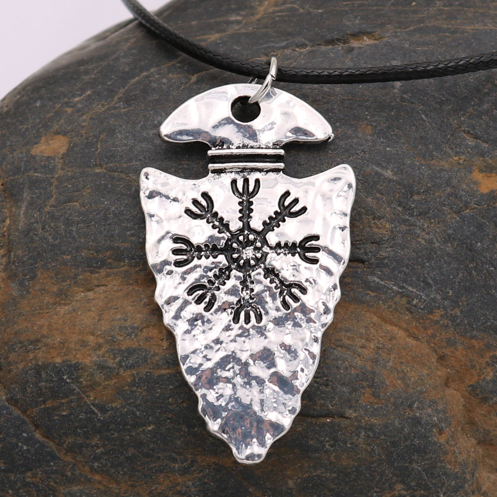 Viking Compass Vegvisir Metal Necklace for Wholesale - Men's Triangle Pendant