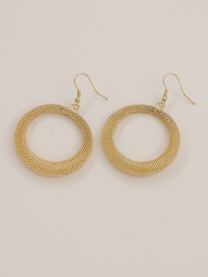 Metallic Mesh Geometric Earrings with a Hint of Cross-Border Flair