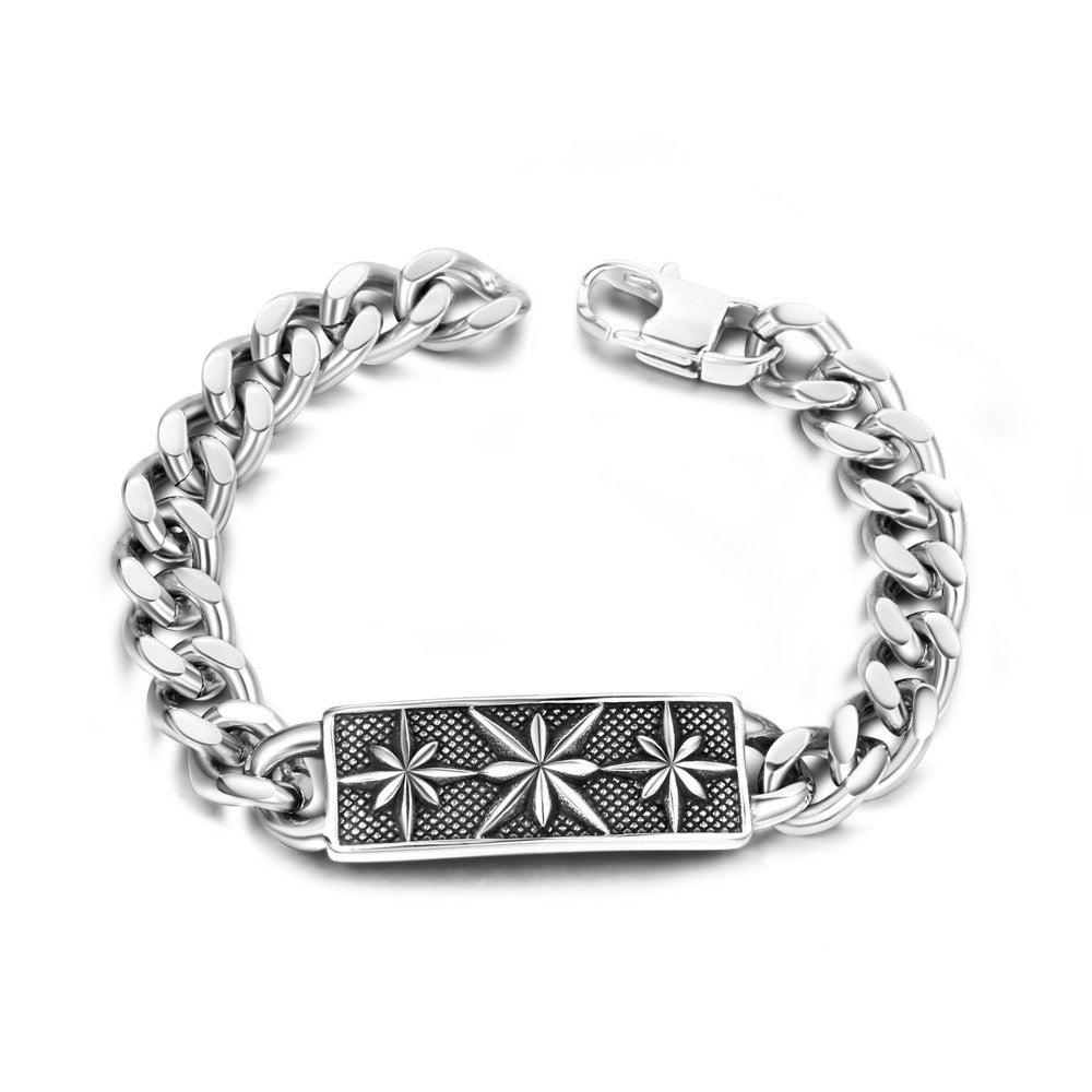 Punk-Inspired Cross Flower Titanium Steel Unisex Bracelet