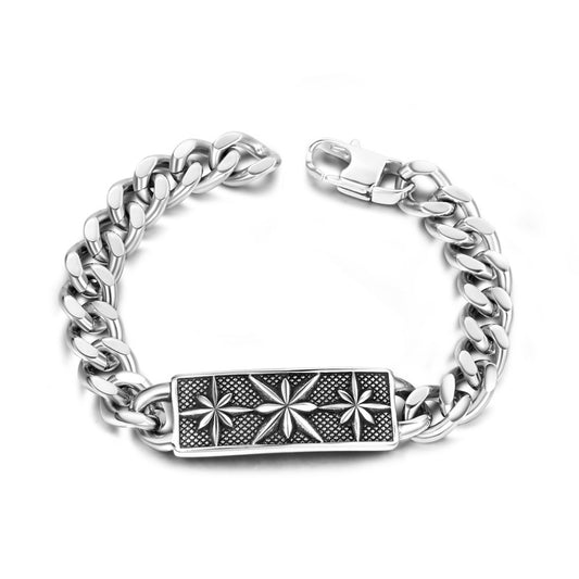 Punk-Inspired Cross Flower Titanium Steel Unisex Bracelet