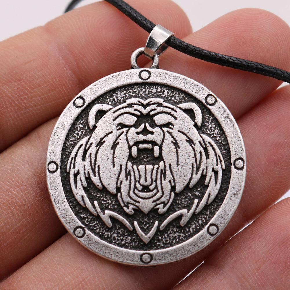 Explosive Foreign Trade Grizzly Bear Pendant Necklace with Bear Claw Charm - European and American Men's Jewelry