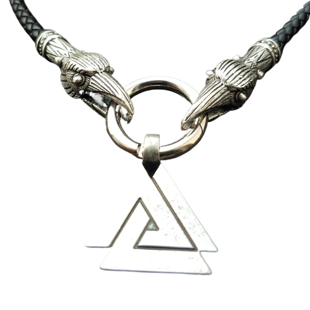 Viking God Odin Triangle Pendant Necklace - Men's Nordic Mythology Jewelry