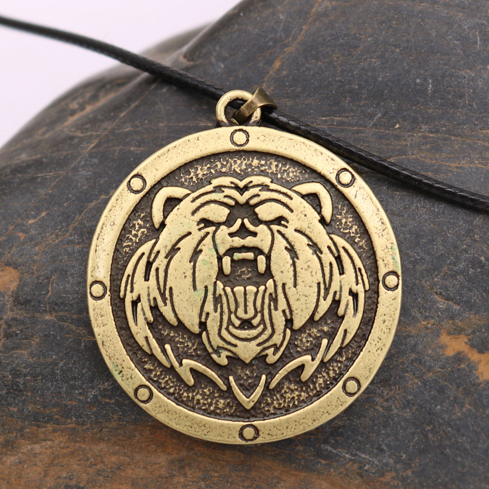 Explosive Foreign Trade Grizzly Bear Pendant Necklace with Bear Claw Charm - European and American Men's Jewelry