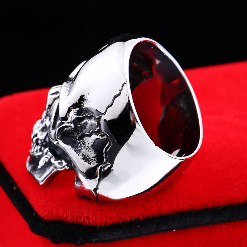 Rebellious Skull Motif Men's Titanium Steel Ring - Vintage Punk Jewelry Wholesale