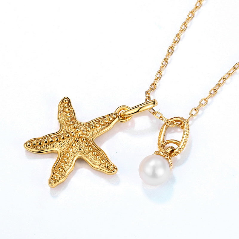 Starfish Natural Freshwater Pearl Sterling Silver Necklace