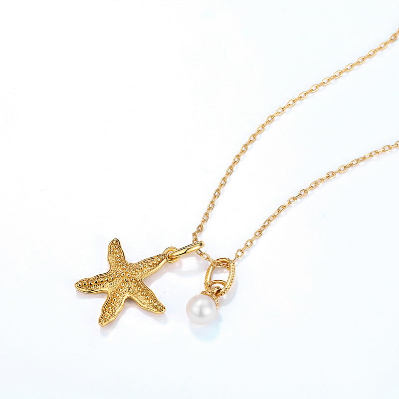 Starfish Natural Freshwater Pearl Sterling Silver Necklace