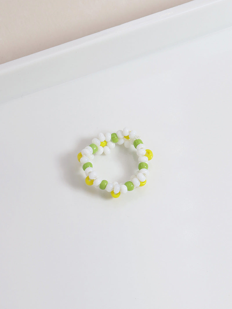 Vienna Verve Acrylic Beads Flower Ring - Exquisite Summer Jewelry