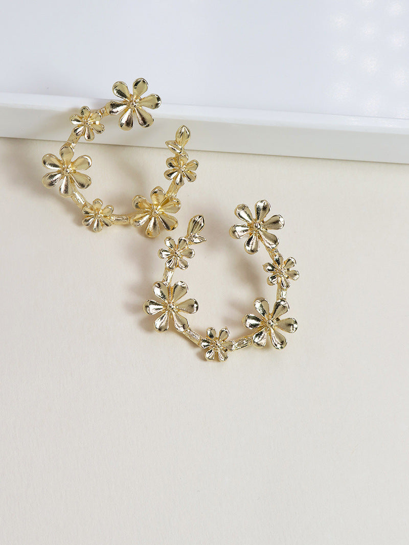 Elegant Metal Floral Earrings from Vienna Verve Collection