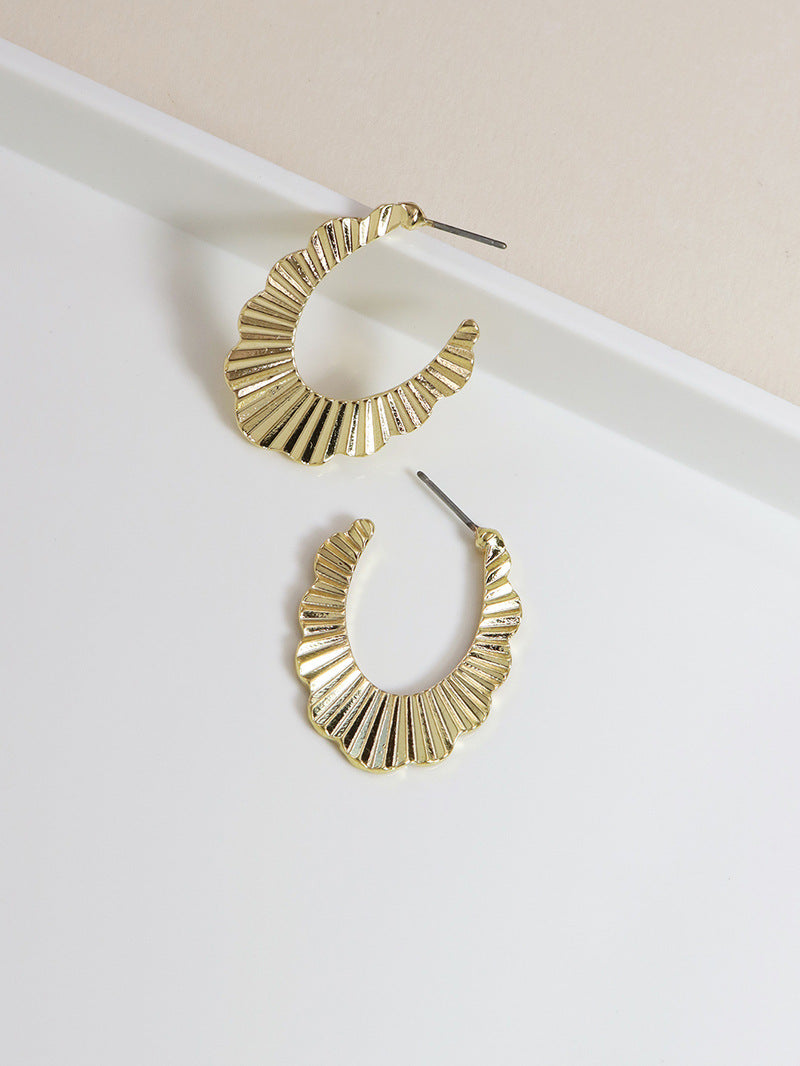 Metallic Wave Design Alloy Earrings - Vienna Verve Collection