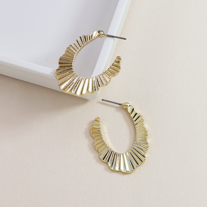 Metallic Wave Design Alloy Earrings - Vienna Verve Collection