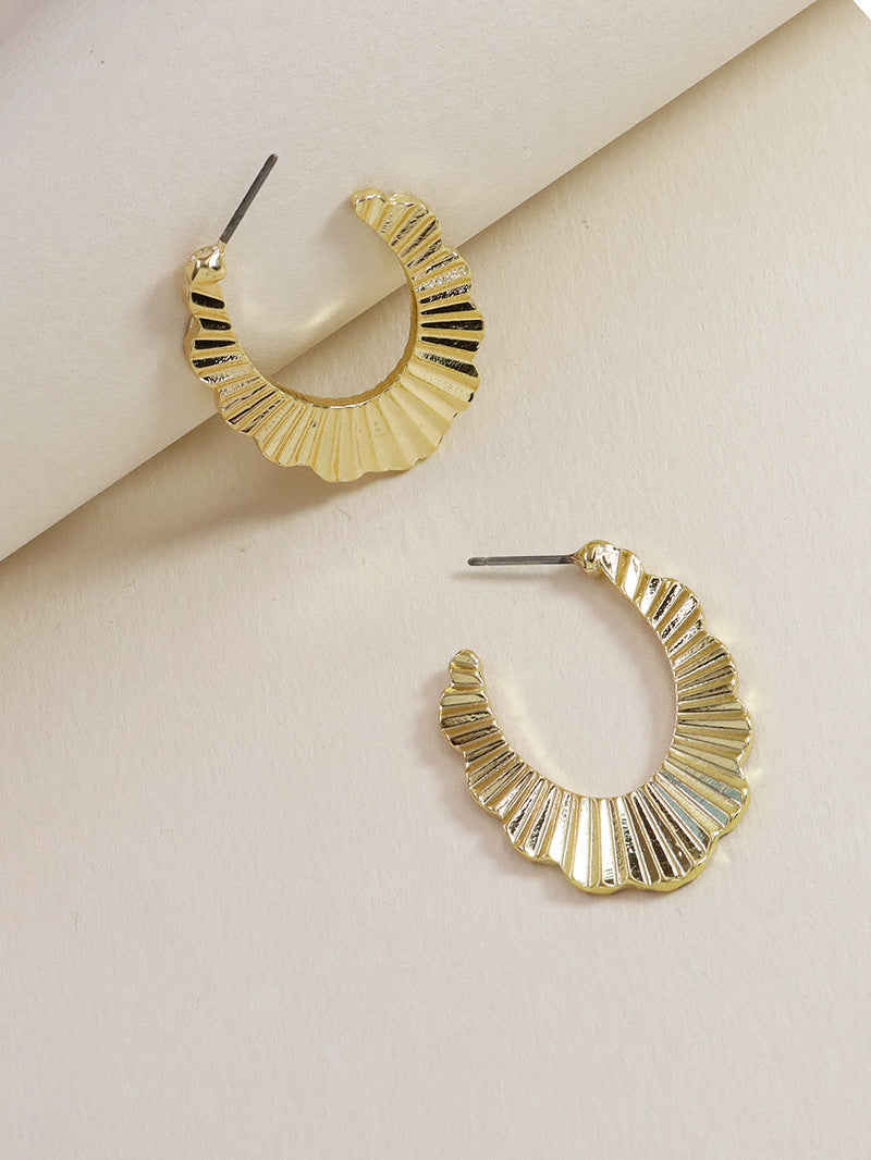 Metallic Wave Design Alloy Earrings - Vienna Verve Collection