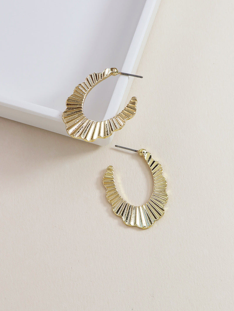 Metallic Wave Design Alloy Earrings - Vienna Verve Collection