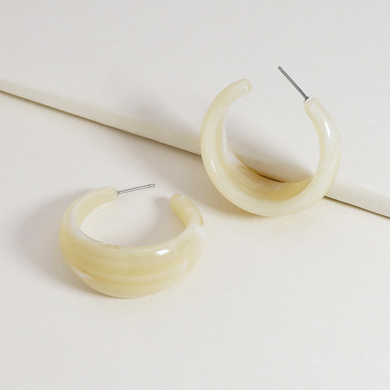 C-shaped Acrylic Minimalist Earrings Set with Japanese and Korean Flair