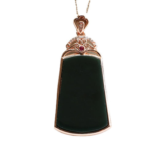 Jade Trapezoid Necklace with Sterling Silver Detail