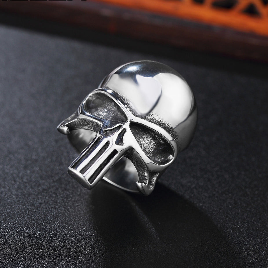 Halloween Biochemical Warrior Skull Helmet Titanium Steel Ring for Men