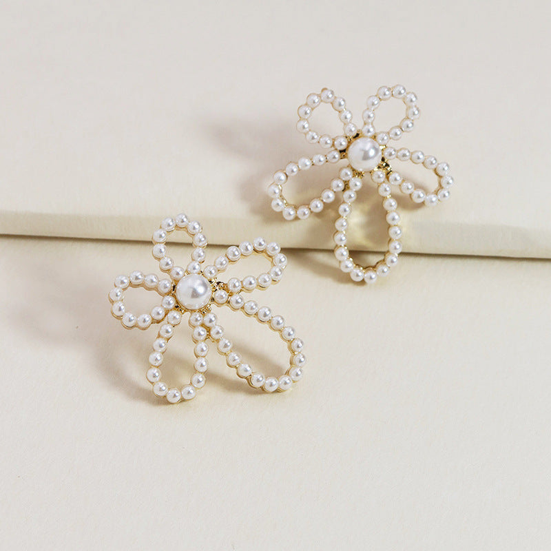 Floral Encrusted Earrings with Pearl Detail - Vienna Verve Collection