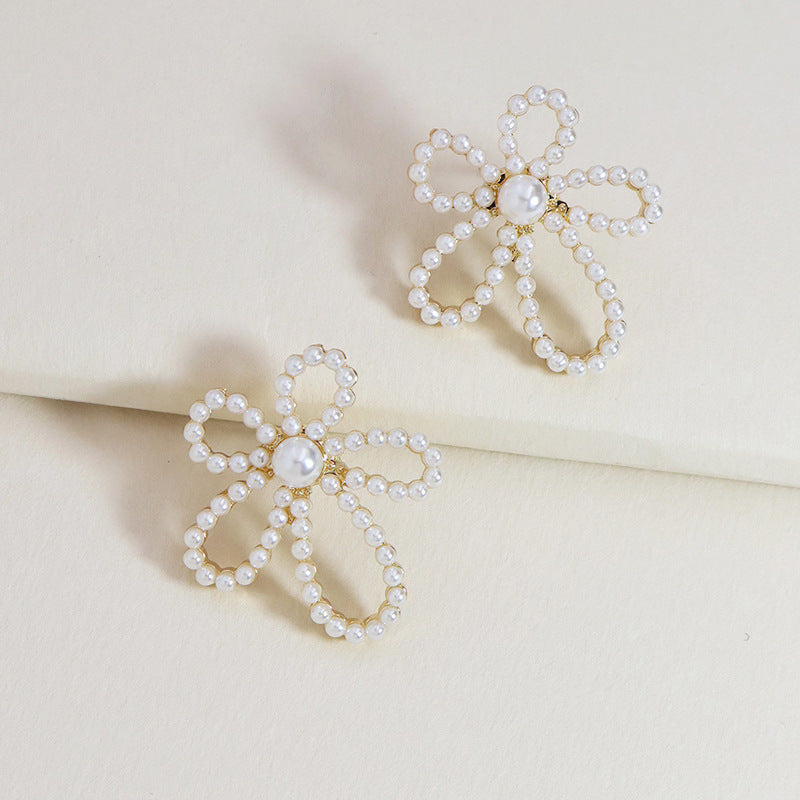 Floral Encrusted Earrings with Pearl Detail - Vienna Verve Collection