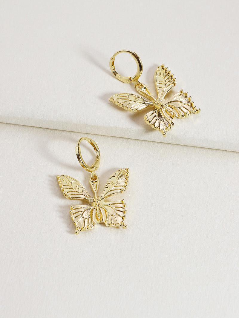 Metallic Butterfly Earrings with Cross-Border Charm