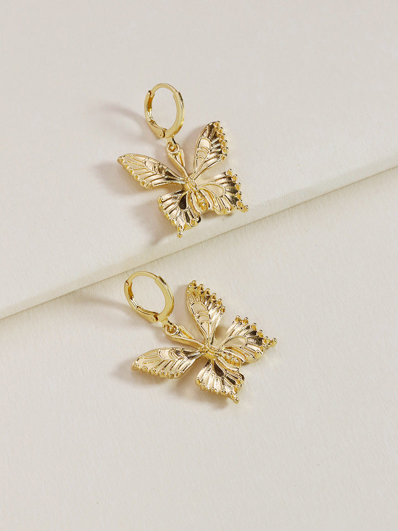 Metallic Butterfly Earrings with Cross-Border Charm