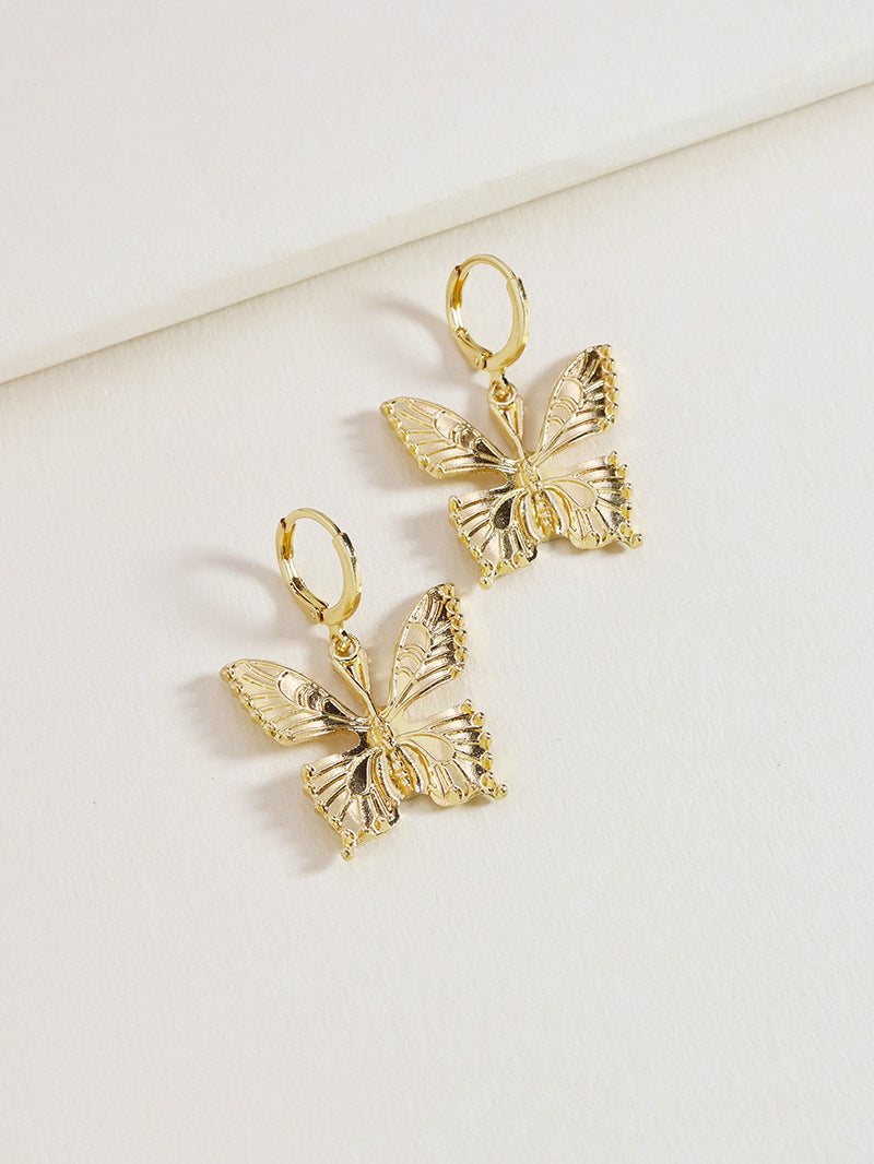 Metallic Butterfly Earrings with Cross-Border Charm