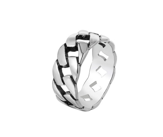 Everyday Genie Titanium Steel Men's Ring with Colored Retro Bicycle Chain Design