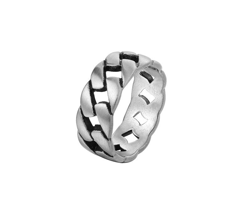 Everyday Genie Titanium Steel Men's Ring with Colored Retro Bicycle Chain Design