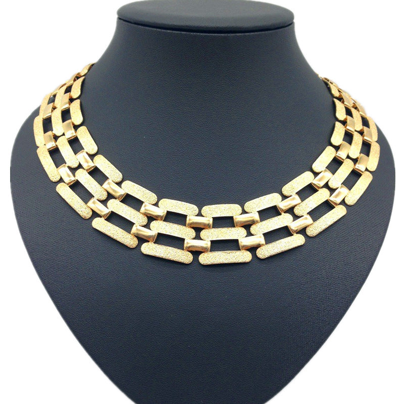 Stylish Alloy Necklace with Frosted Finish and Collarbone Chains