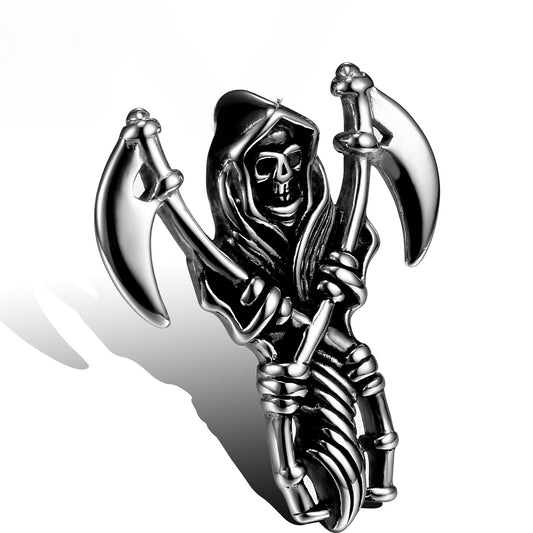 Titanium Steel Retro Reaper Pendant for Men - Personalized Domineering Jewelry