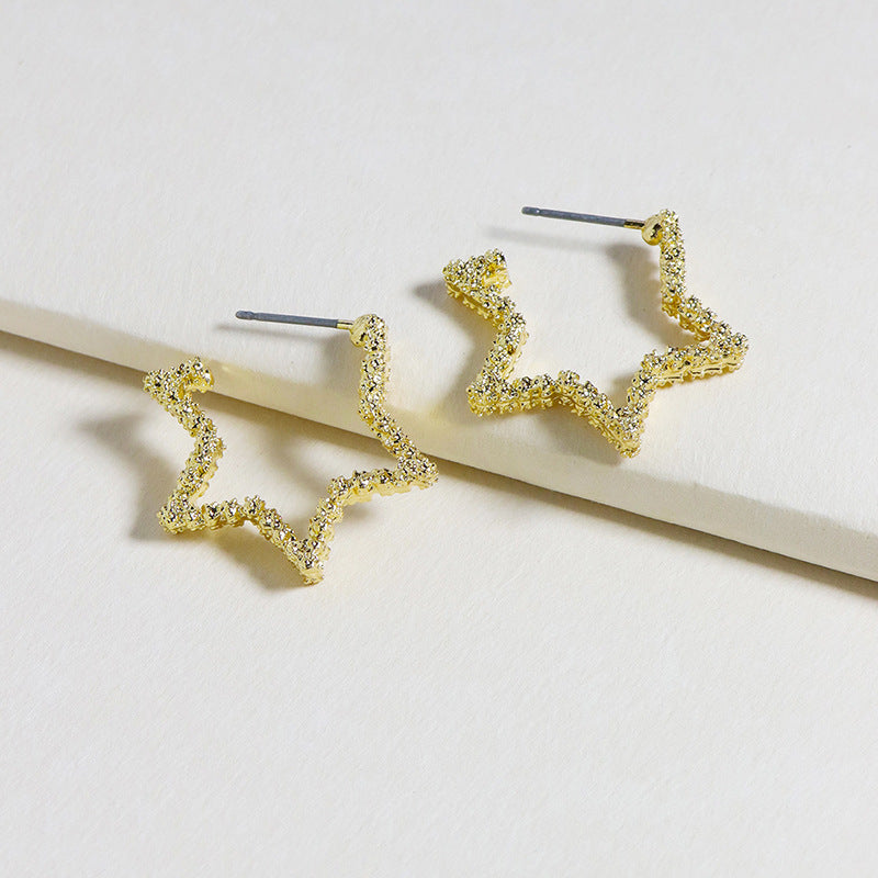 Metallic Geometric Earrings with Simple Texture - Vienna Verve Collection