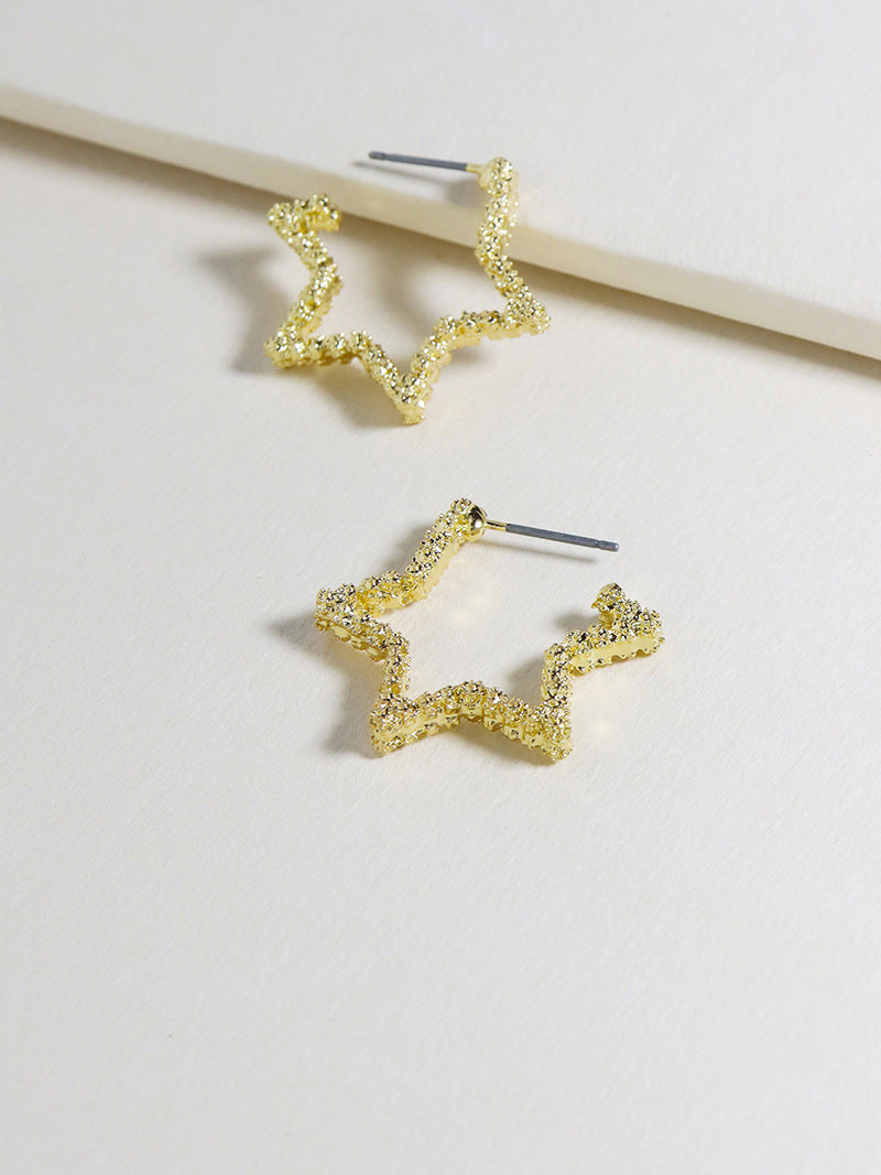 Metallic Geometric Earrings with Simple Texture - Vienna Verve Collection