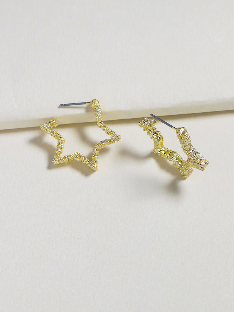 Metallic Geometric Earrings with Simple Texture - Vienna Verve Collection