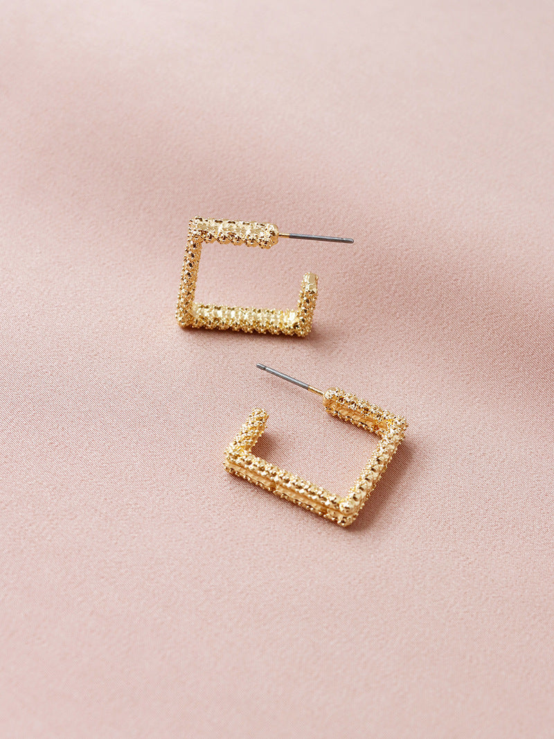 Metallic Geometric Earrings with Simple Texture - Vienna Verve Collection