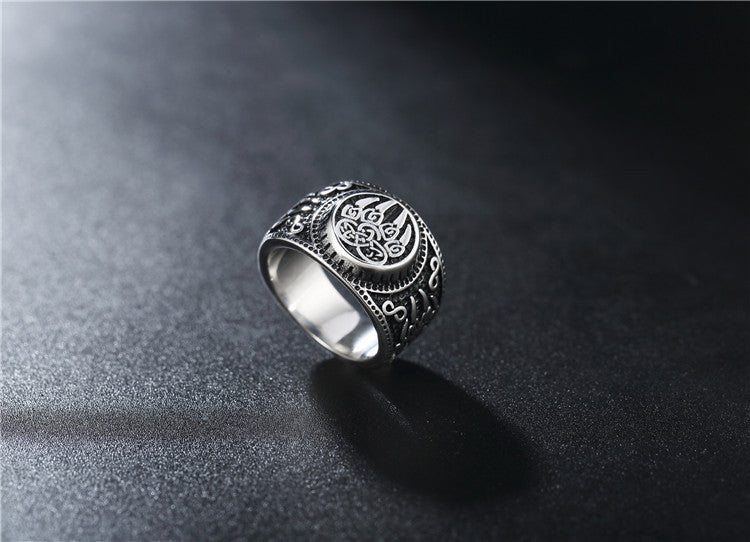 Retro Non mainstream Viking Titanium Steel Ring for Men