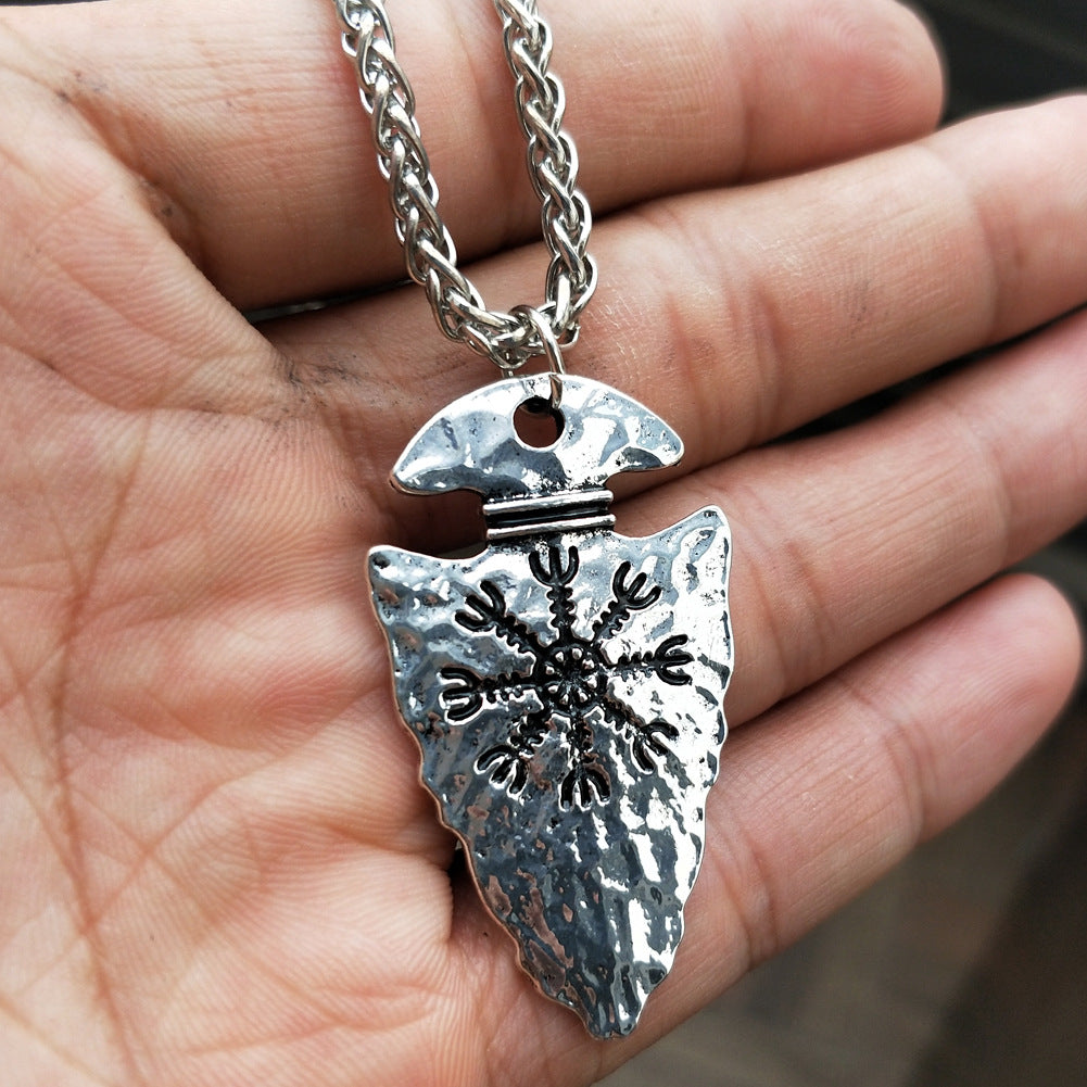 Viking Compass Vegvisir Metal Necklace for Wholesale - Men's Triangle Pendant