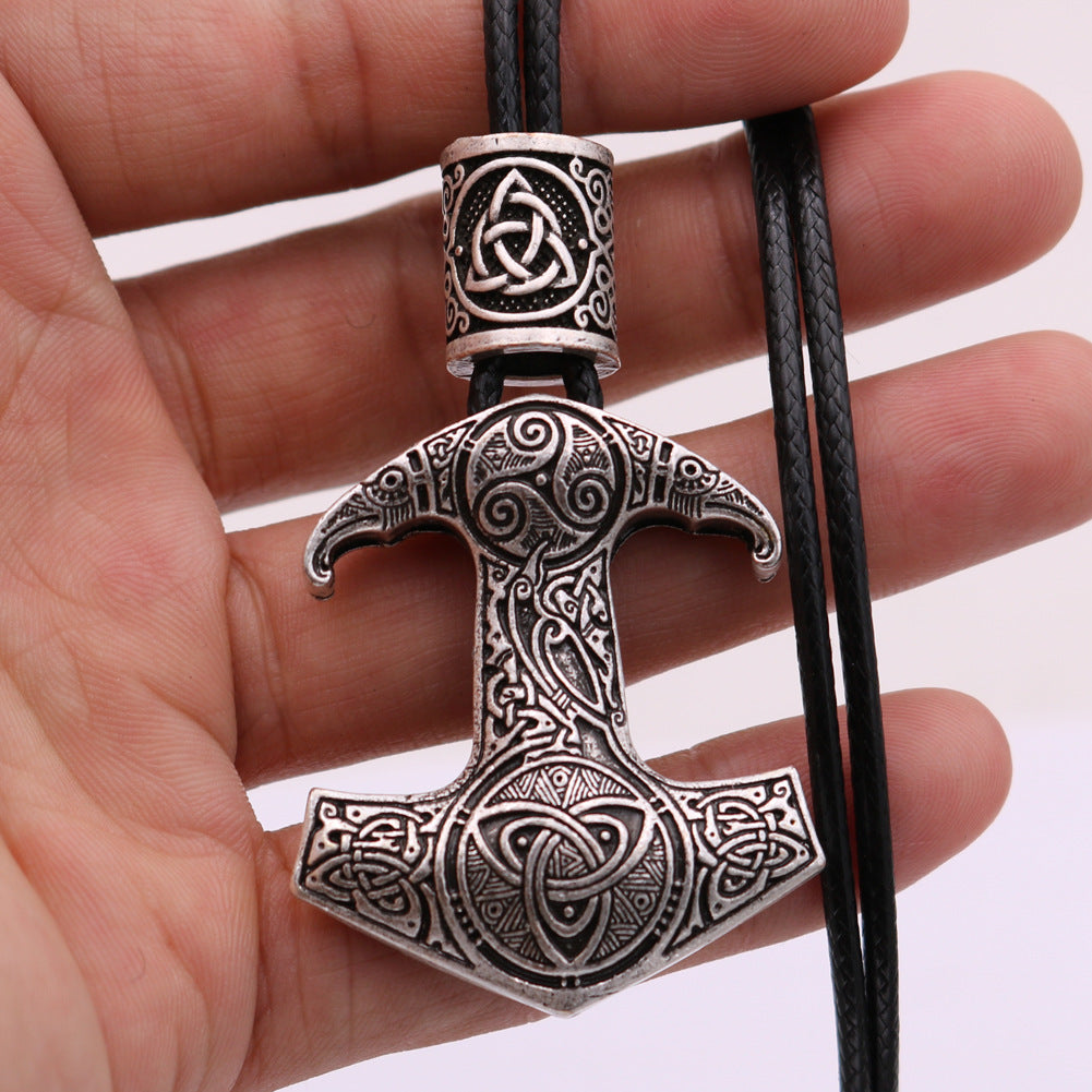 Viking Legend Metal Necklace with Norse Mythology Pendant and Bead Accessories