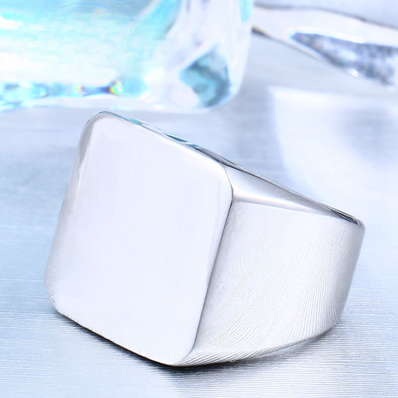 Sleek Titanium Steel Square Ring for Men - Trendy Japanese and Korean Fashion