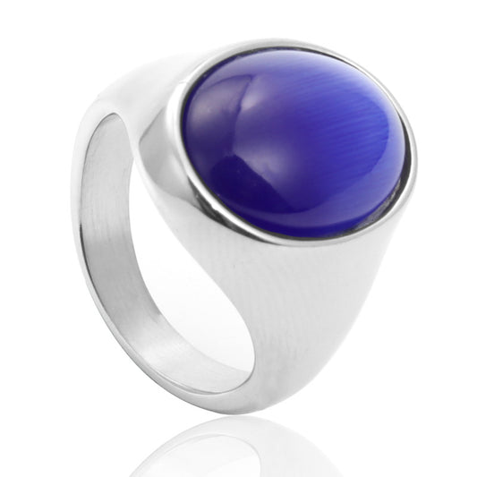 Men's Elite Titanium Steel Ring Featuring a Large Gemstone - Trendsetting Stainless Steel Accessory