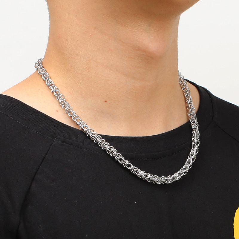 Trendy Men's Stainless Steel Crown Necklace - Urban Hip-Hop Style Jewelry