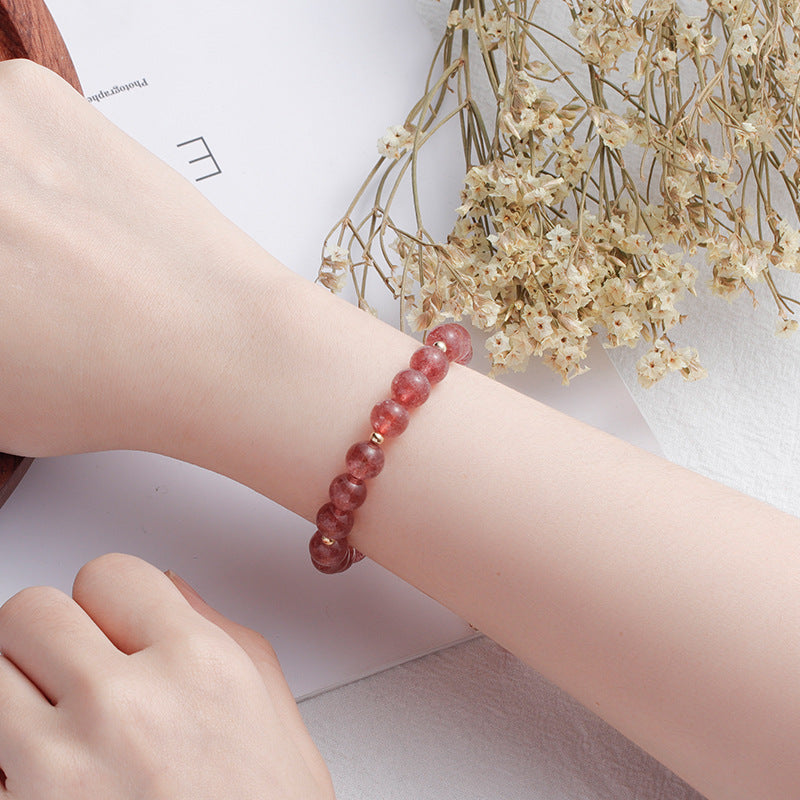 Strawberry Crystal and Moonstone Sterling Silver Bracelet