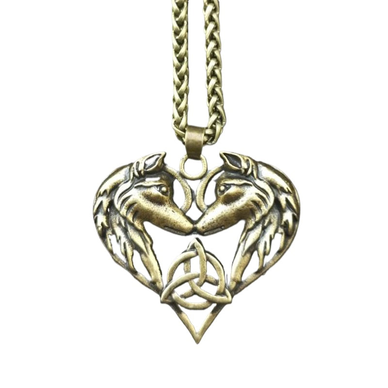 Enchanted Love Pendant Necklace for Couples - Viking Wolf Alloy Necklace