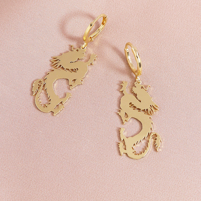 Exaggerated Dragon Earrings with Loong Element - Metal Cross-Border Jewelry from Europe and the USA