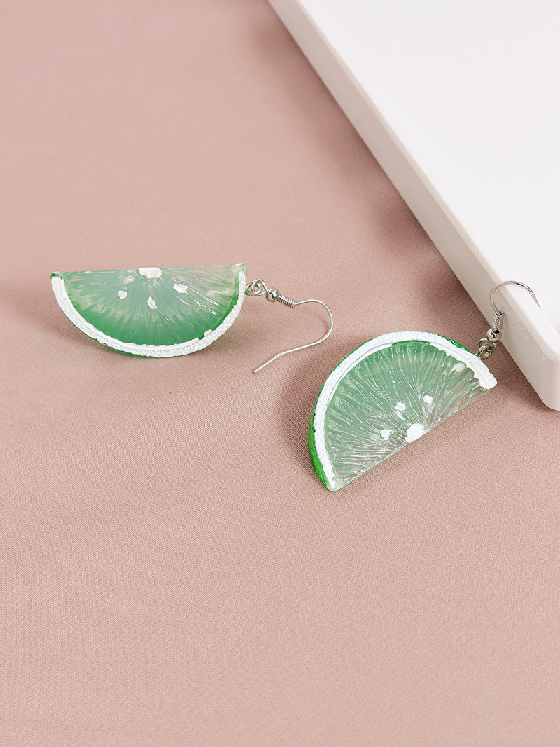 European-American Internet Celebrity Green Lemon Earrings with a Minimalist Twist