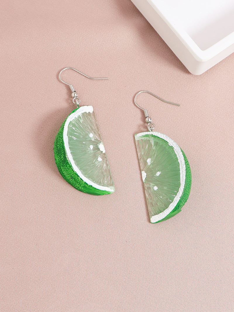 European-American Internet Celebrity Green Lemon Earrings with a Minimalist Twist