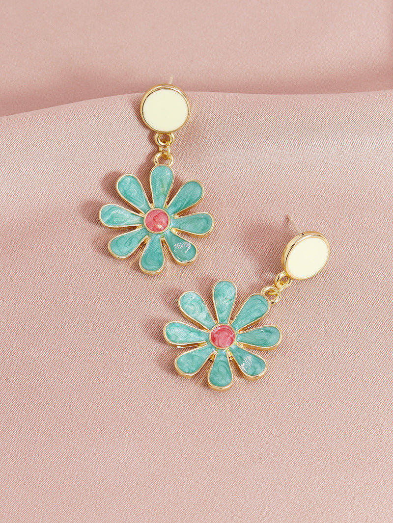 European and American Metal Flower Dangle Earrings from Vienna Verve Collection