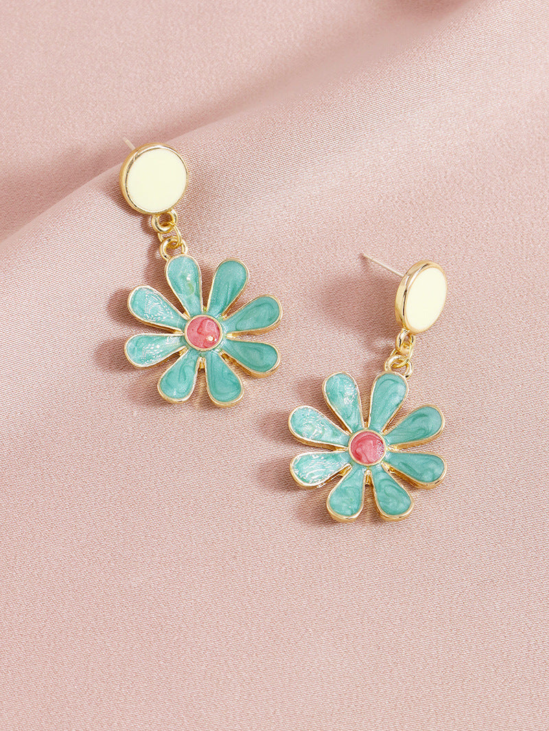 European and American Metal Flower Dangle Earrings from Vienna Verve Collection