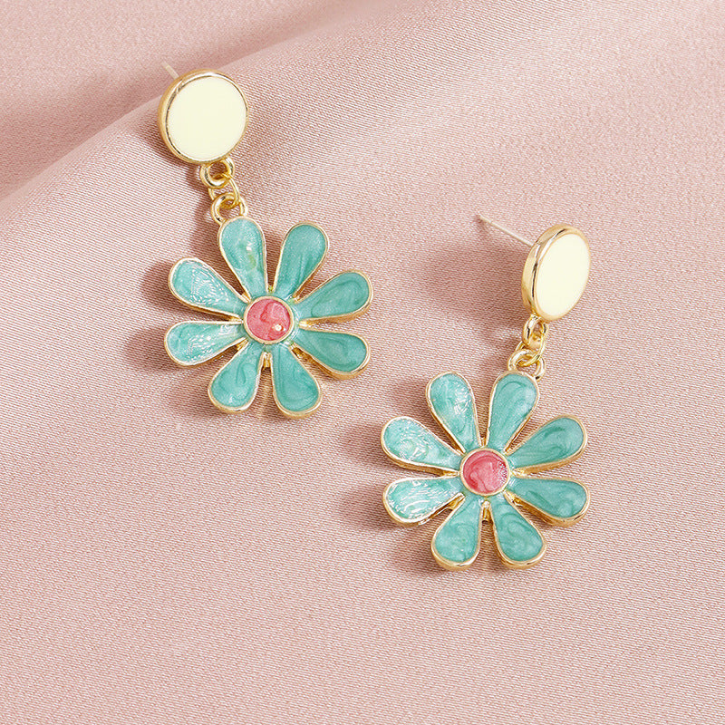 European and American Metal Flower Dangle Earrings from Vienna Verve Collection