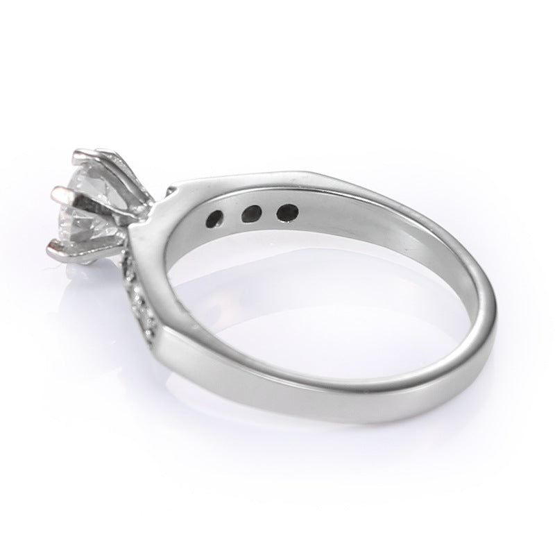 Chic Zircon-Studded Titanium Steel Ring for Women - Minimalist Fashion Jewelry in Sizes 6-9