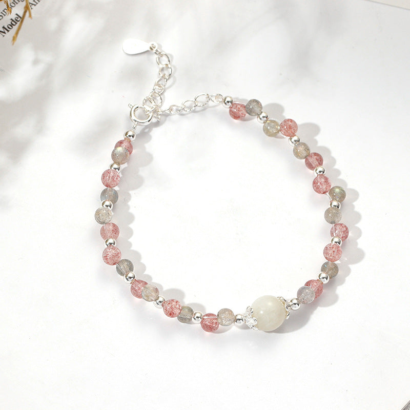 Crystal and Moonlight Stone Sterling Silver Bracelet - Fortune's Favor Collection